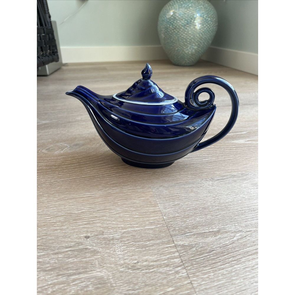 Ceramic Cobalt Blue Pottery Aladdin Teapot  w/ Lid